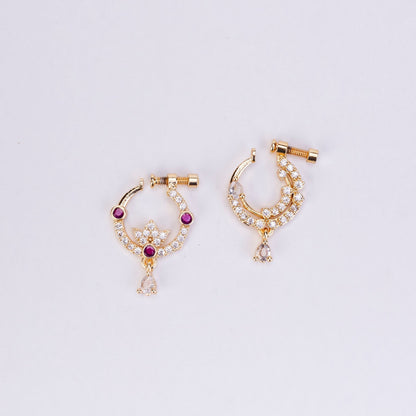 Nose Pin - Radiant Halos Gold Plated Nose Pin - Opal Touch