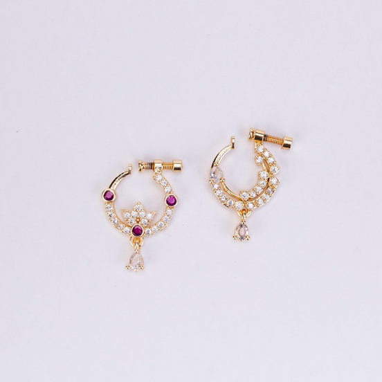 Nose Pin - Radiant Halos Gold Plated Nose Pin - Opal Touch