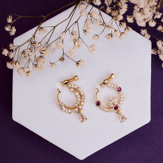 Nose Pin - Radiant Halos Gold Plated Nose Pin - Opal Touch