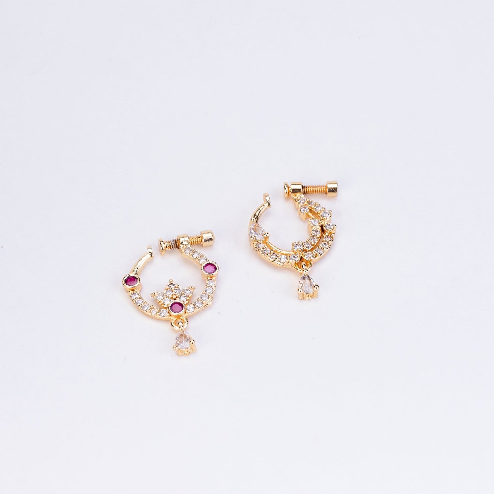 Nose Pin - Radiant Halos Gold Plated Nose Pin - Opal Touch