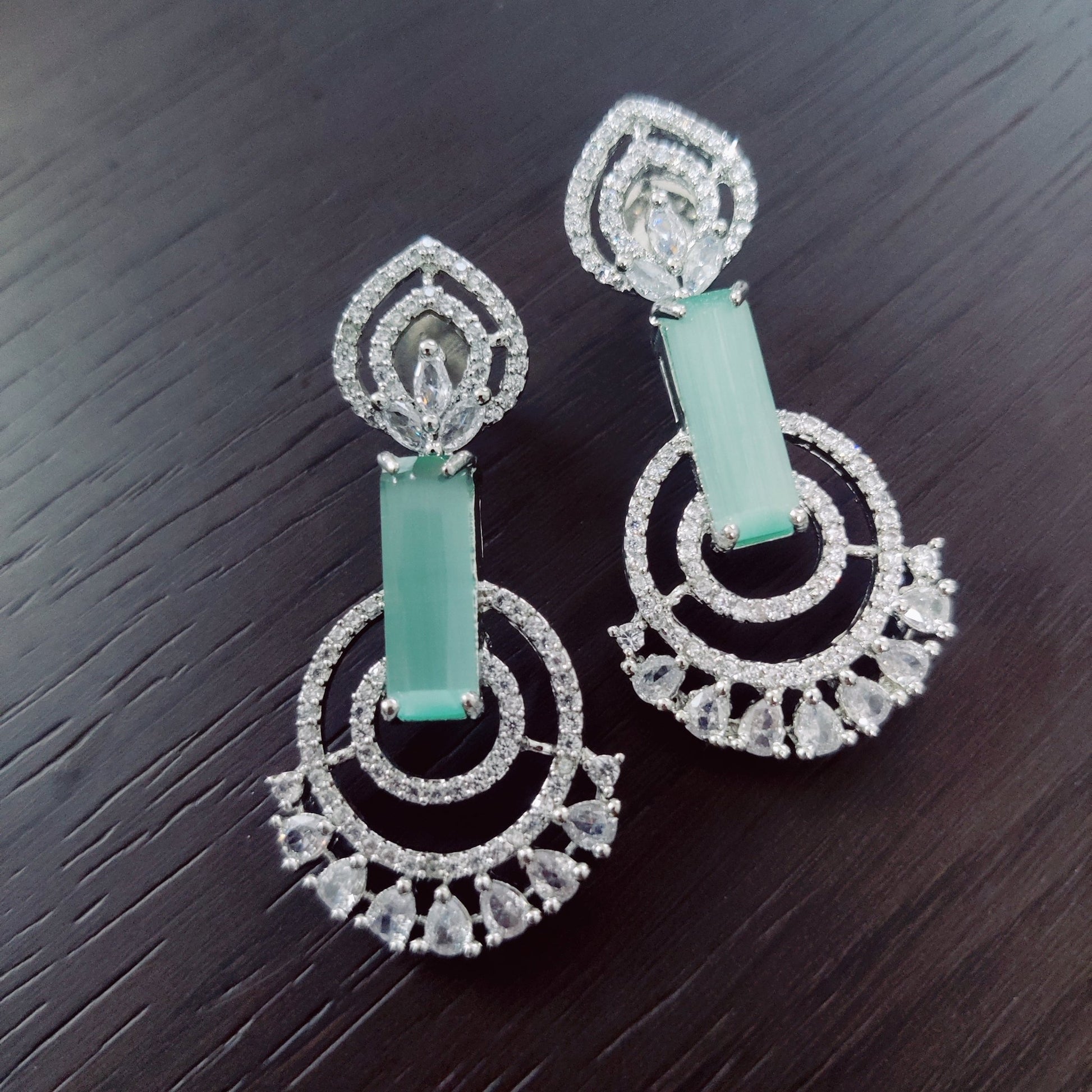 Opal Touch - Radiant Mint Green Rhodium Earrings - Earrings