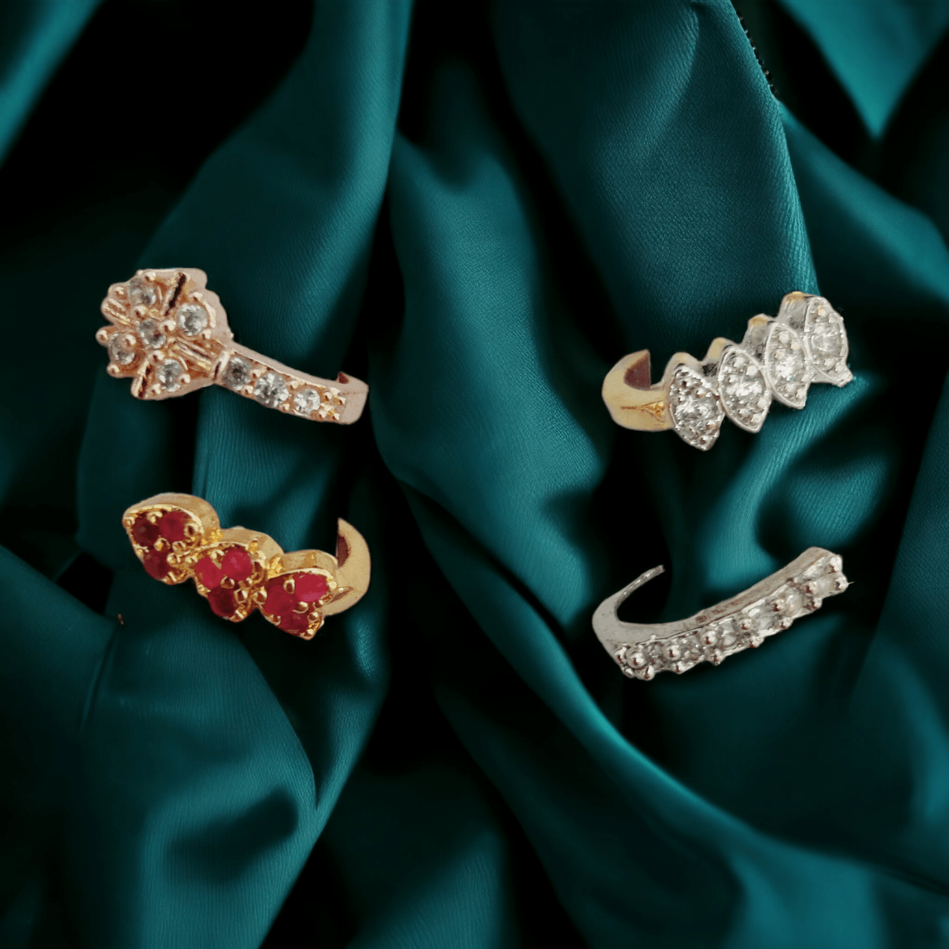 Opal Touch - Radiant Multicolor Nose Pin Collection (Pack of 4) - Nose Pin