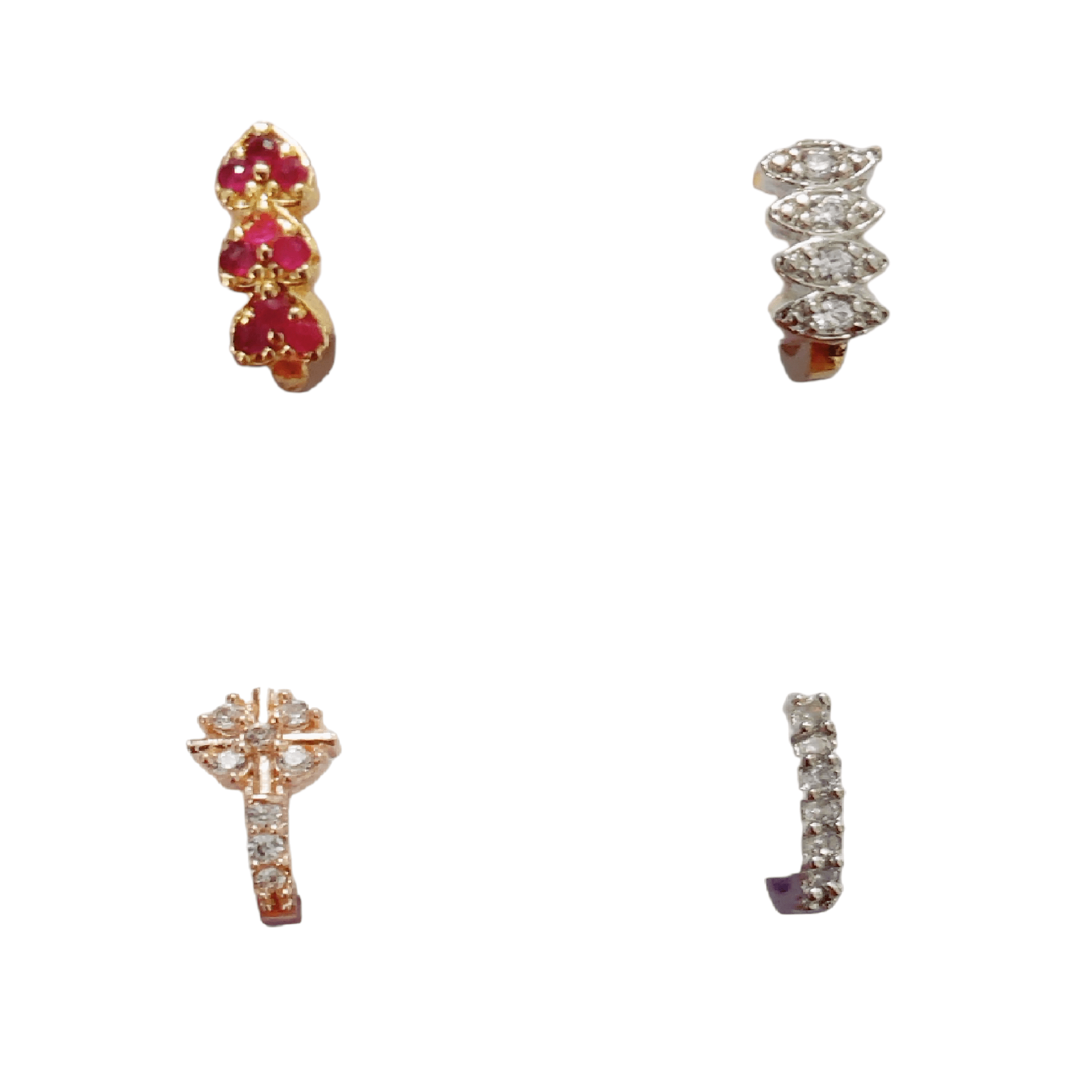 Opal Touch - Radiant Multicolor Nose Pin Collection (Pack of 4) - Nose Pin