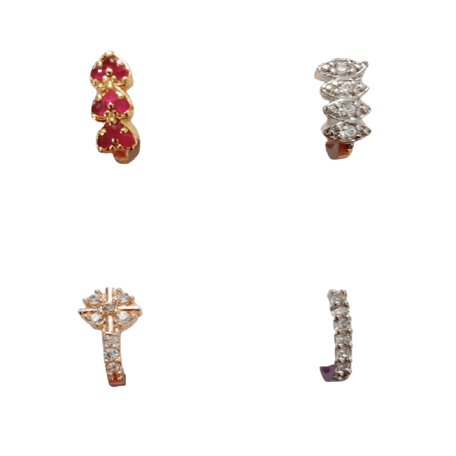 Opal Touch - Radiant Multicolor Nose Pin Collection (Pack of 4) - Nose Pin