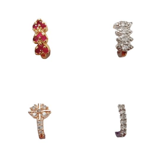 Opal Touch - Radiant Multicolor Nose Pin Collection (Pack of 4) - Nose Pin