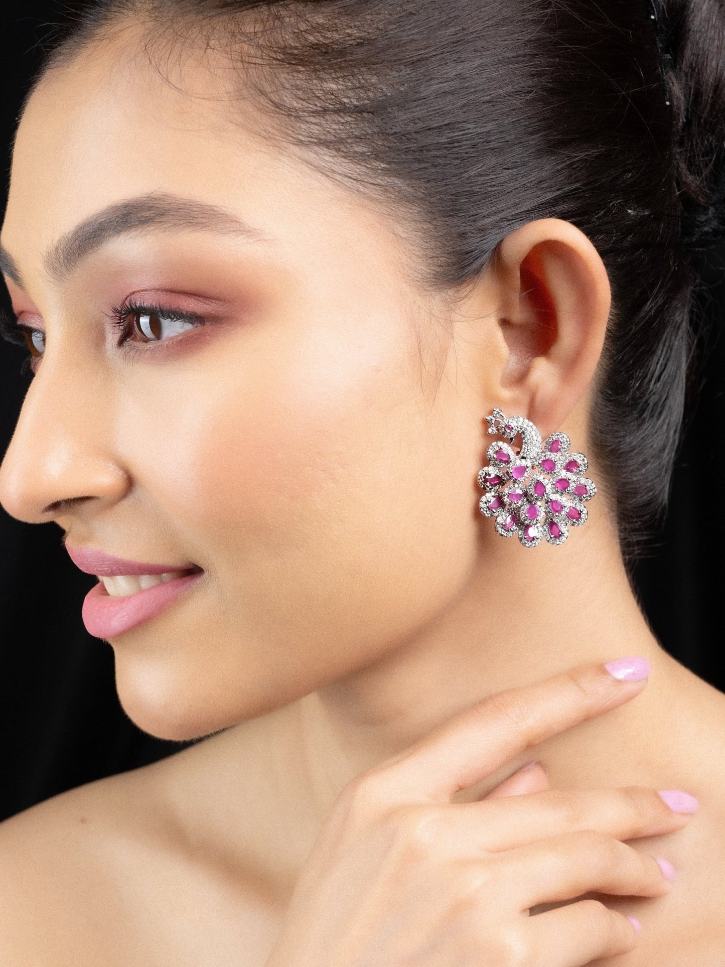 Radiant Red - White Earrings - Opal Touch