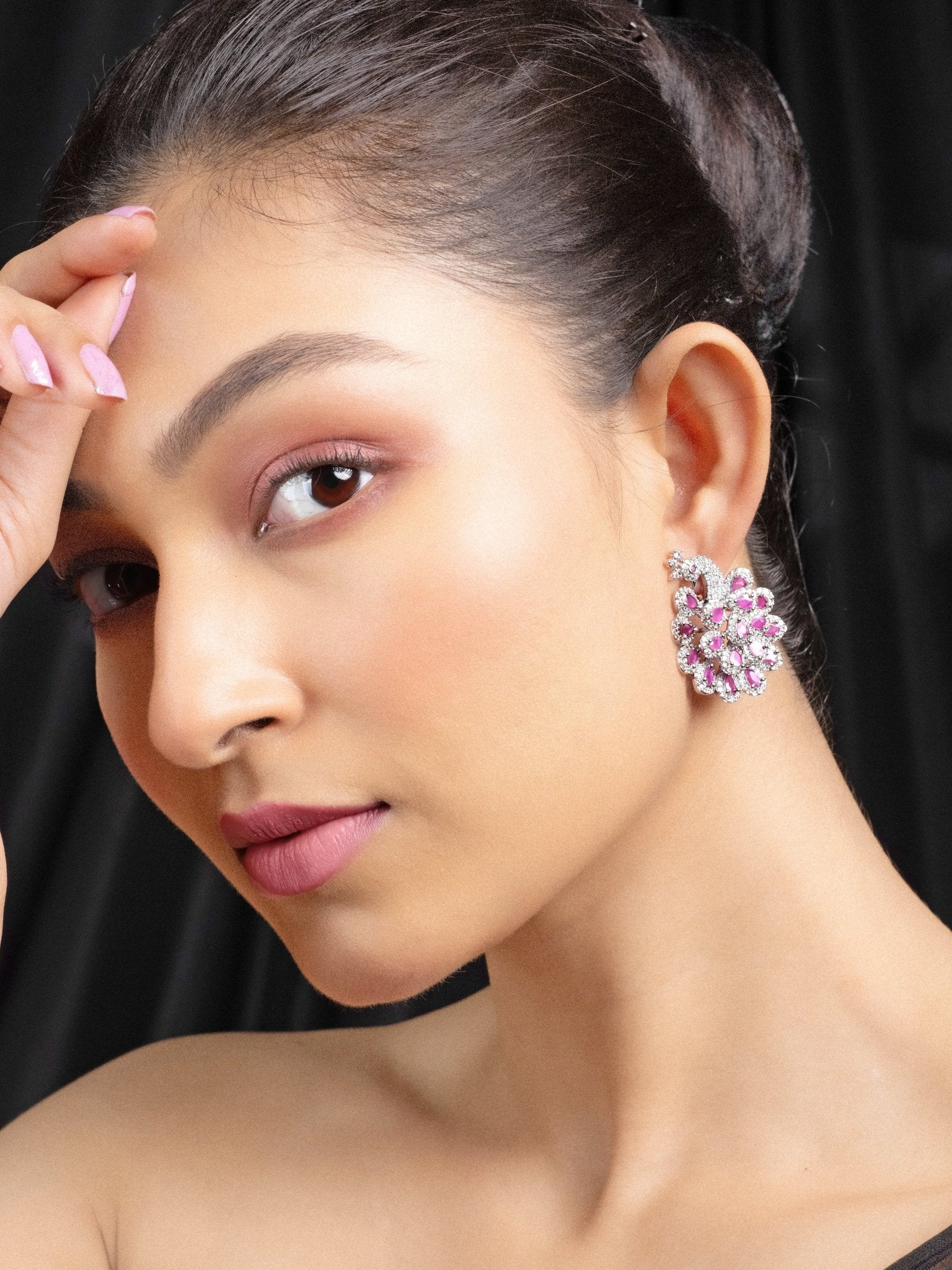 Radiant Red - White Earrings - Opal Touch