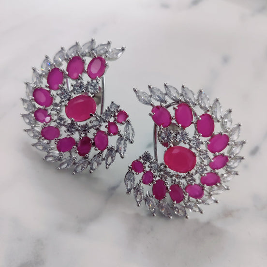 Opal Touch - Radiant Red-White Rhodium Earrings - Earrings