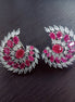 Opal Touch - Radiant Red-White Rhodium Earrings - Earrings