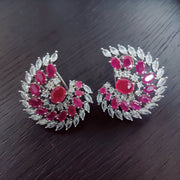 Opal Touch - Radiant Red-White Rhodium Earrings - Earrings