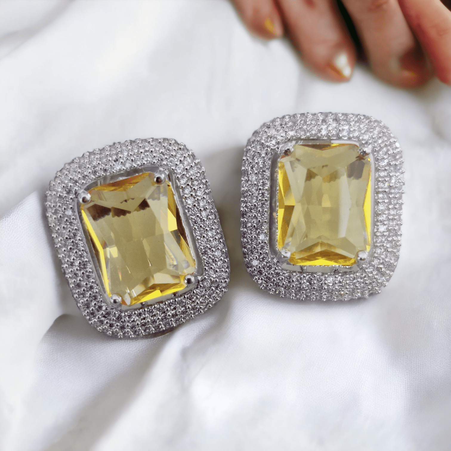 Opal Touch - Radiant Rhodium Studs - Studs