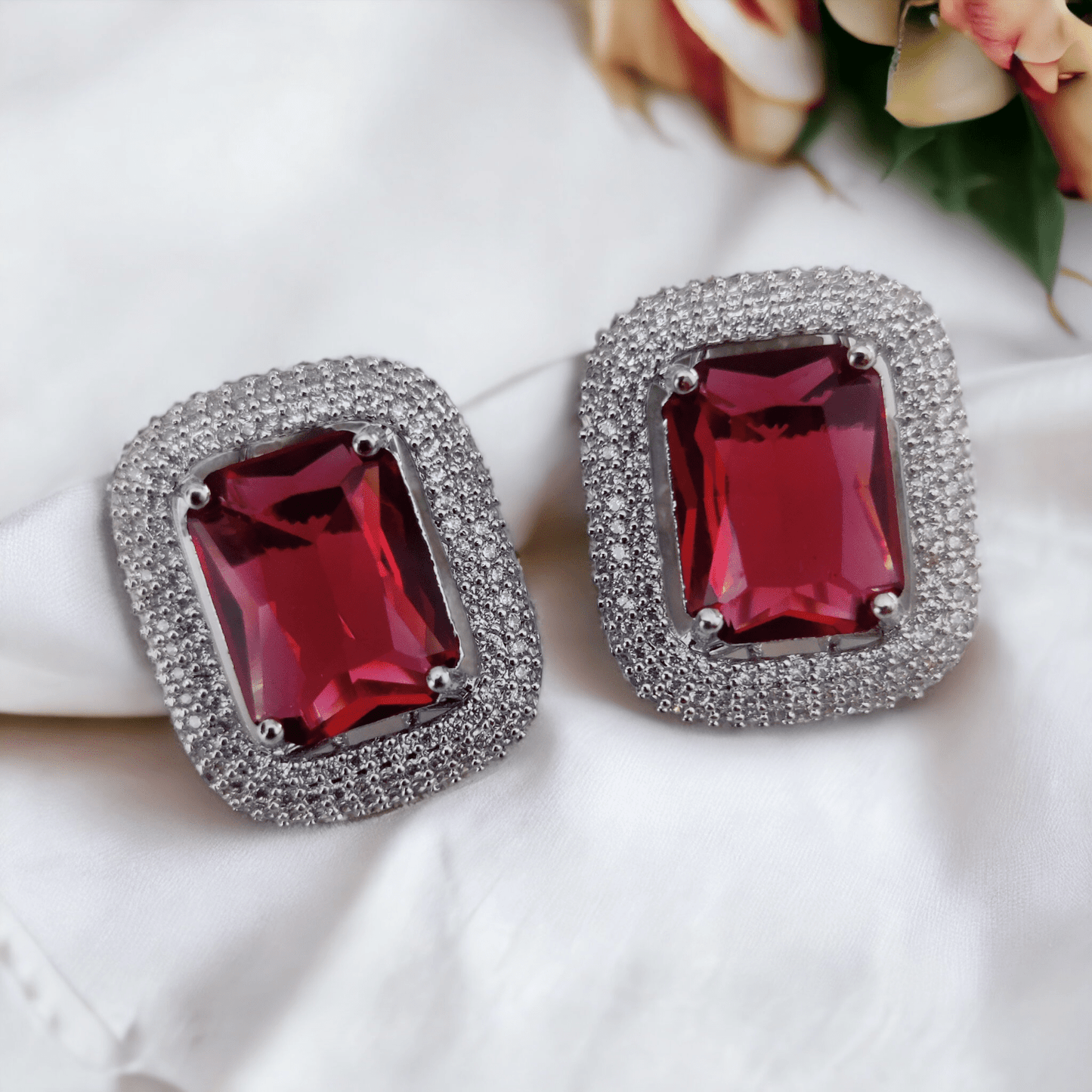 Opal Touch - Radiant Rhodium Studs - Studs