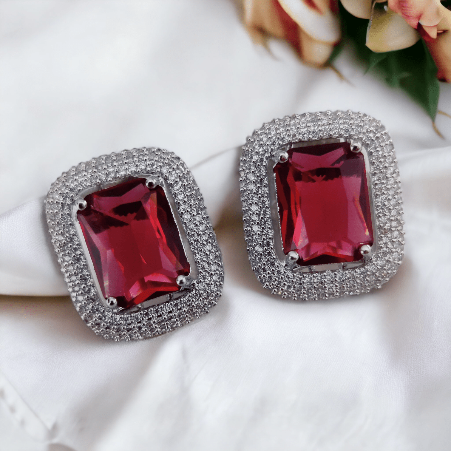 Opal Touch - Radiant Rhodium Studs - Studs