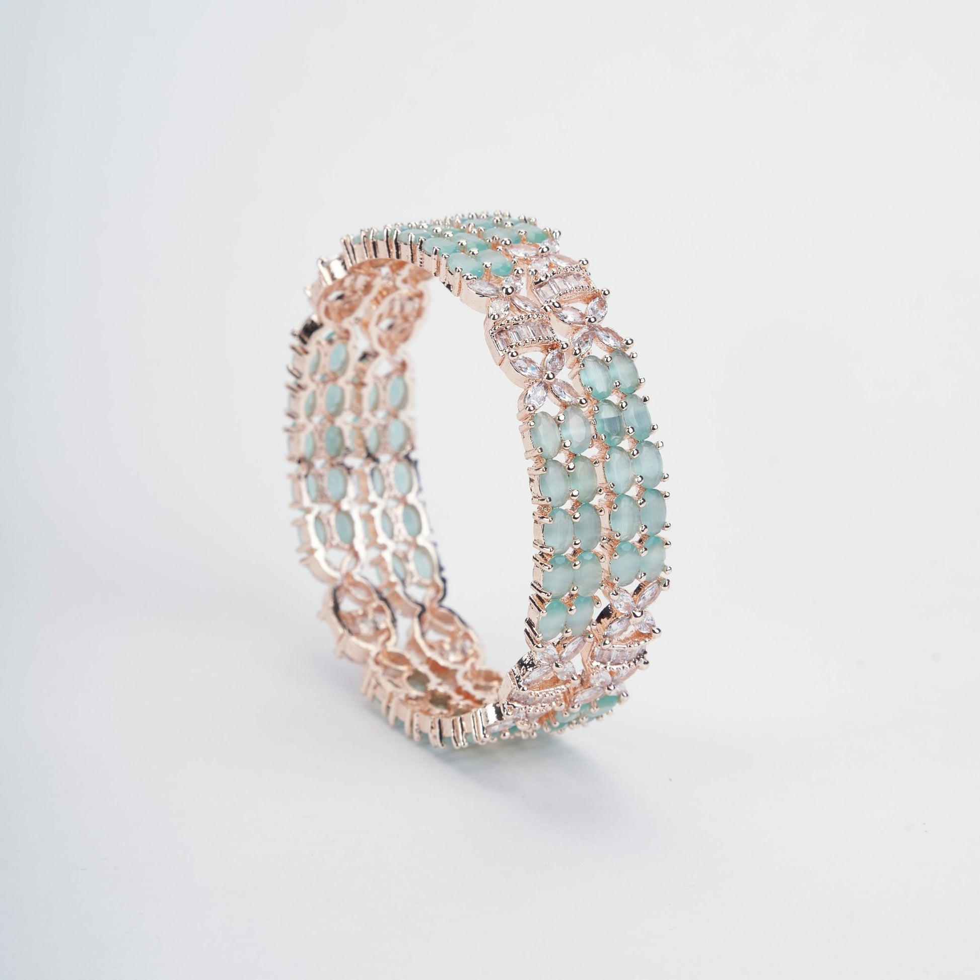 Opal Touch - Radiant Rose Gold Multicolor Bangles Set (Pack of 2) - Bangles