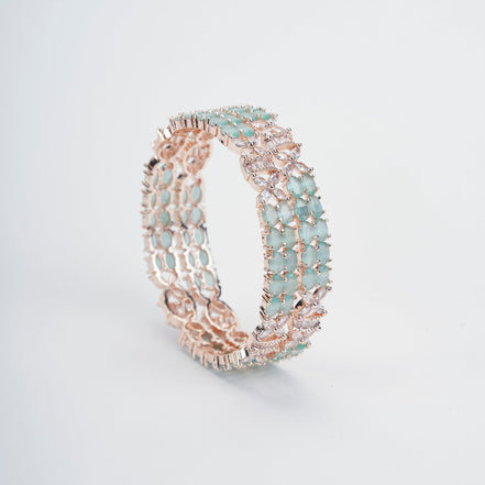 Opal Touch - Radiant Rose Gold Multicolor Bangles Set (Pack of 2) - Bangles