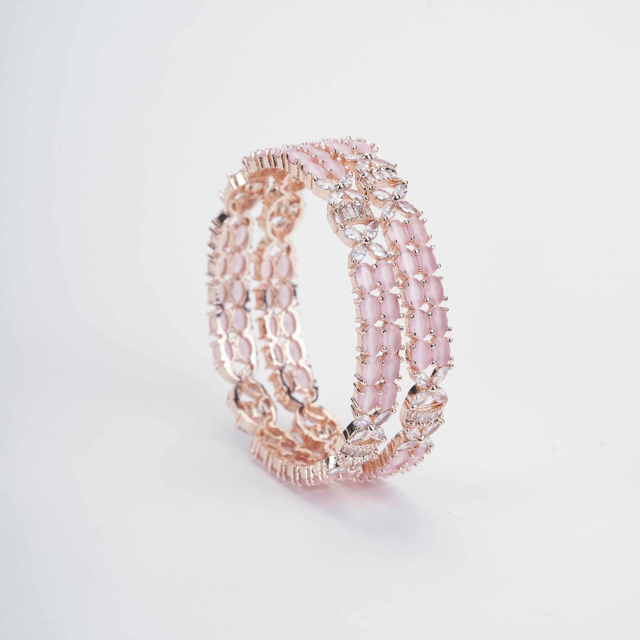 Opal Touch - Radiant Rose Gold Multicolor Bangles Set (Pack of 2) - Bangles