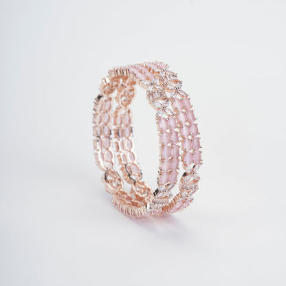 Opal Touch - Radiant Rose Gold Multicolor Bangles Set (Pack of 2) - Bangles