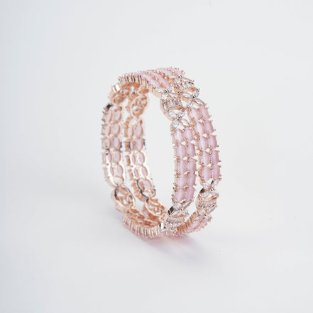 Opal Touch - Radiant Rose Gold Multicolor Bangles Set (Pack of 2) - Bangles