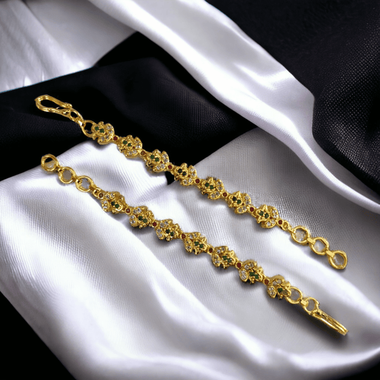 Opal Touch - Radiant Splendor Matil - Red-Green-White Gold Plated - Ear Chain