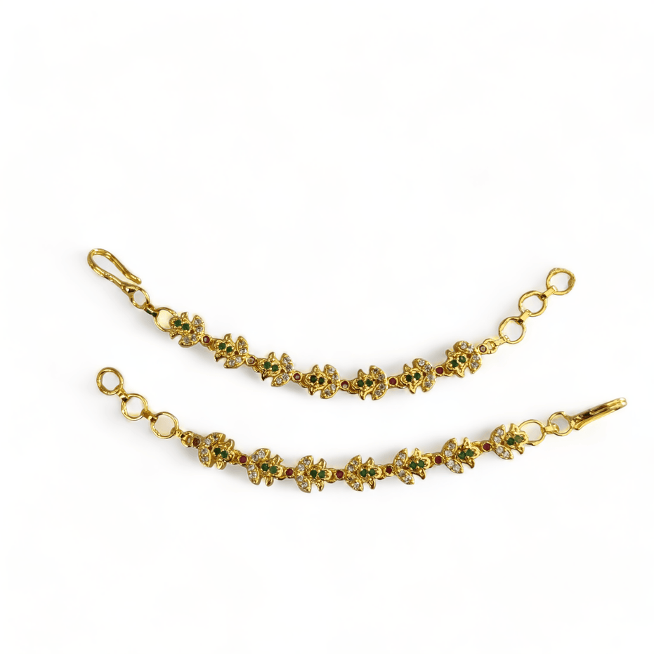 Opal Touch - Radiant Splendor Matil - Red-Green-White Gold Plated - Ear Chain