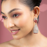 Earrings - Radiant Teardrop Crystal Statement Rhodium Plated Earrings - Opal Touch