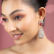 Earrings - Radiant Teardrop Crystal Statement Rhodium Plated Earrings - Opal Touch
