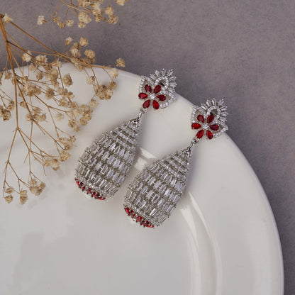 Earrings - Radiant Teardrop Crystal Statement Rhodium Plated Earrings - Opal Touch