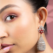 Earrings - Radiant Teardrop Crystal Statement Rhodium Plated Earrings - Opal Touch