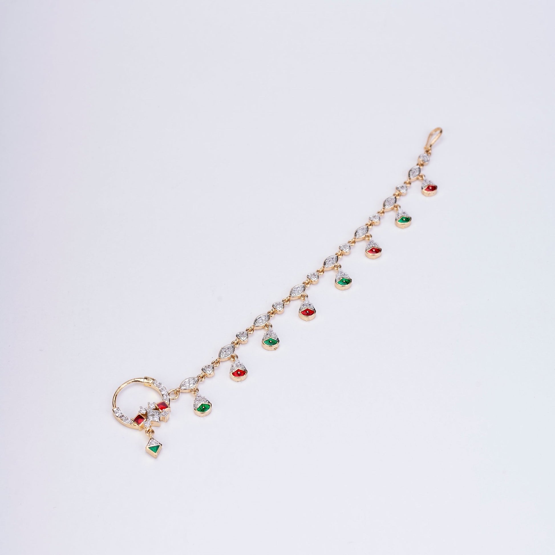 Nose Pin - Radiant Two Tone Gold Silver Nath - Opal Touch