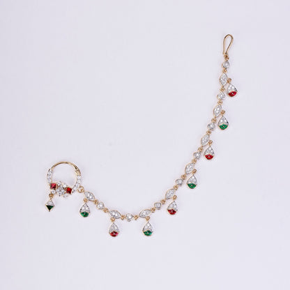 Nose Pin - Radiant Two Tone Gold Silver Nath - Opal Touch