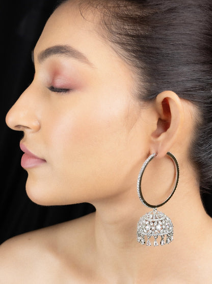 Radiant White Jhumka - Opal Touch