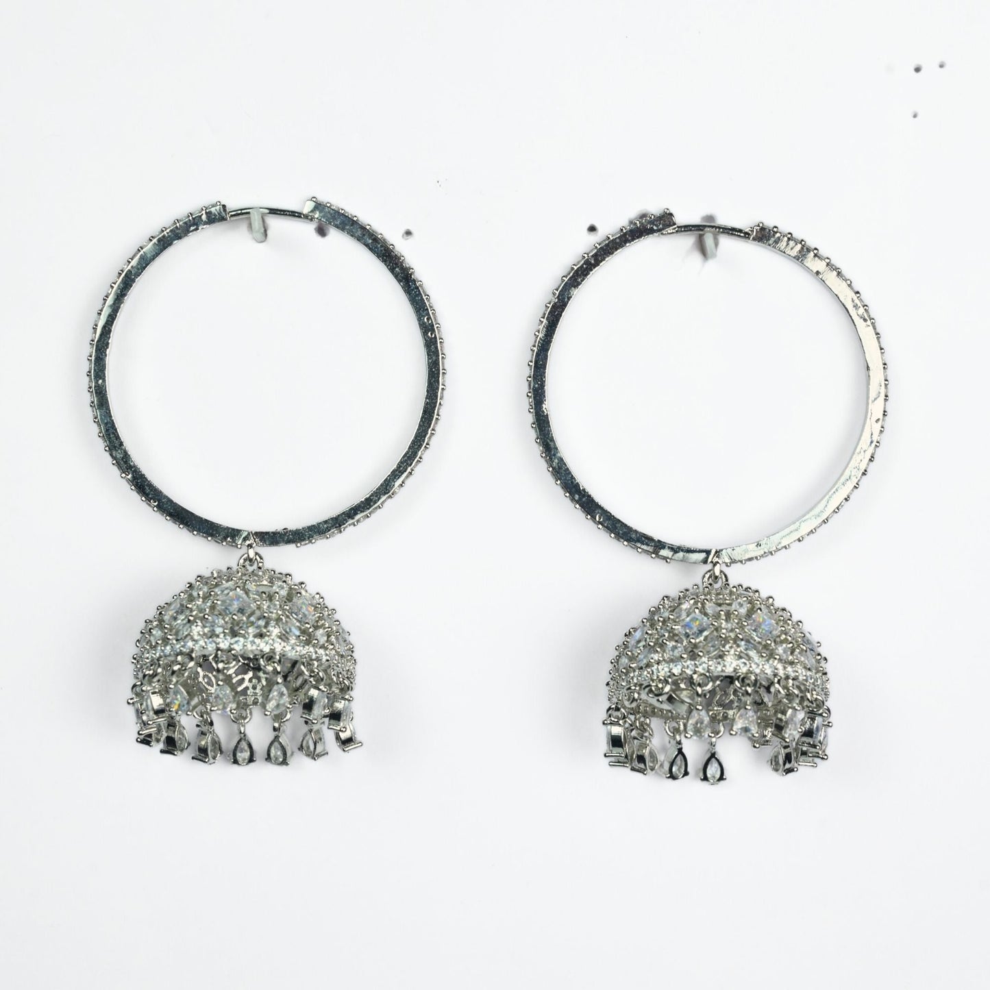 Radiant White Jhumka - Opal Touch