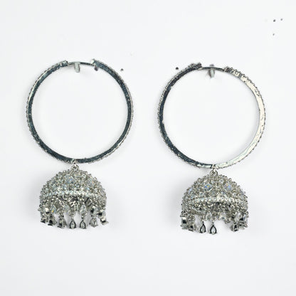 Radiant White Jhumka - Opal Touch