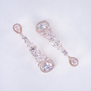 Opal Touch - Radiant White Melody: Brass Rose Gold CZ Earrings - Earrings