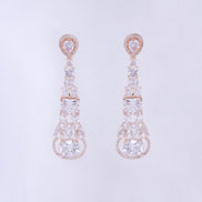 Opal Touch - Radiant White Melody: Brass Rose Gold CZ Earrings - Earrings