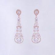 Opal Touch - Radiant White Melody: Brass Rose Gold CZ Earrings - Earrings