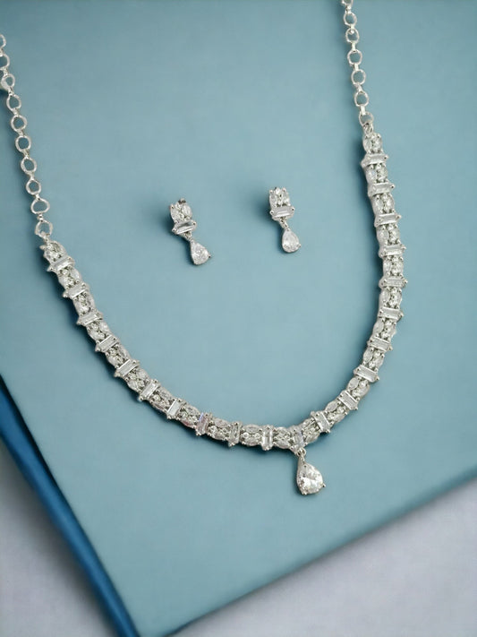 Necklace - Radiant White Rhodium Plated Necklace - Opal Touch