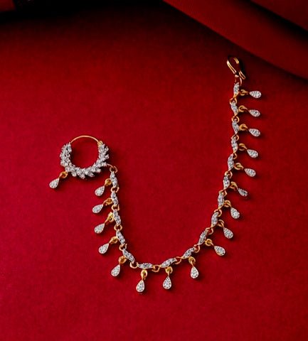 Opal Touch - Radiant White Two Tone Nose Pin - Nose Pin