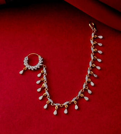 Opal Touch - Radiant White Two Tone Nose Pin - Nose Pin