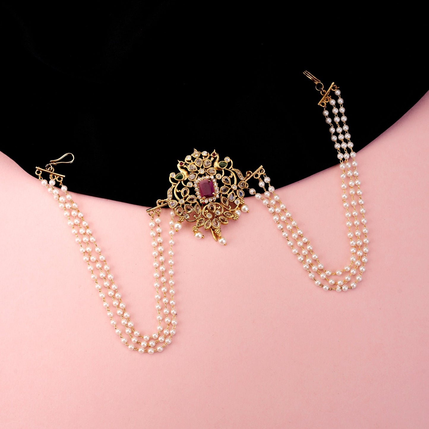 Matha Patti - Rajkumari Charm Gold Plated Juda Pin - Opal Touch