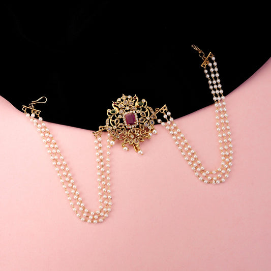 Matha Patti - Rajkumari Charm Gold Plated Juda Pin - Opal Touch