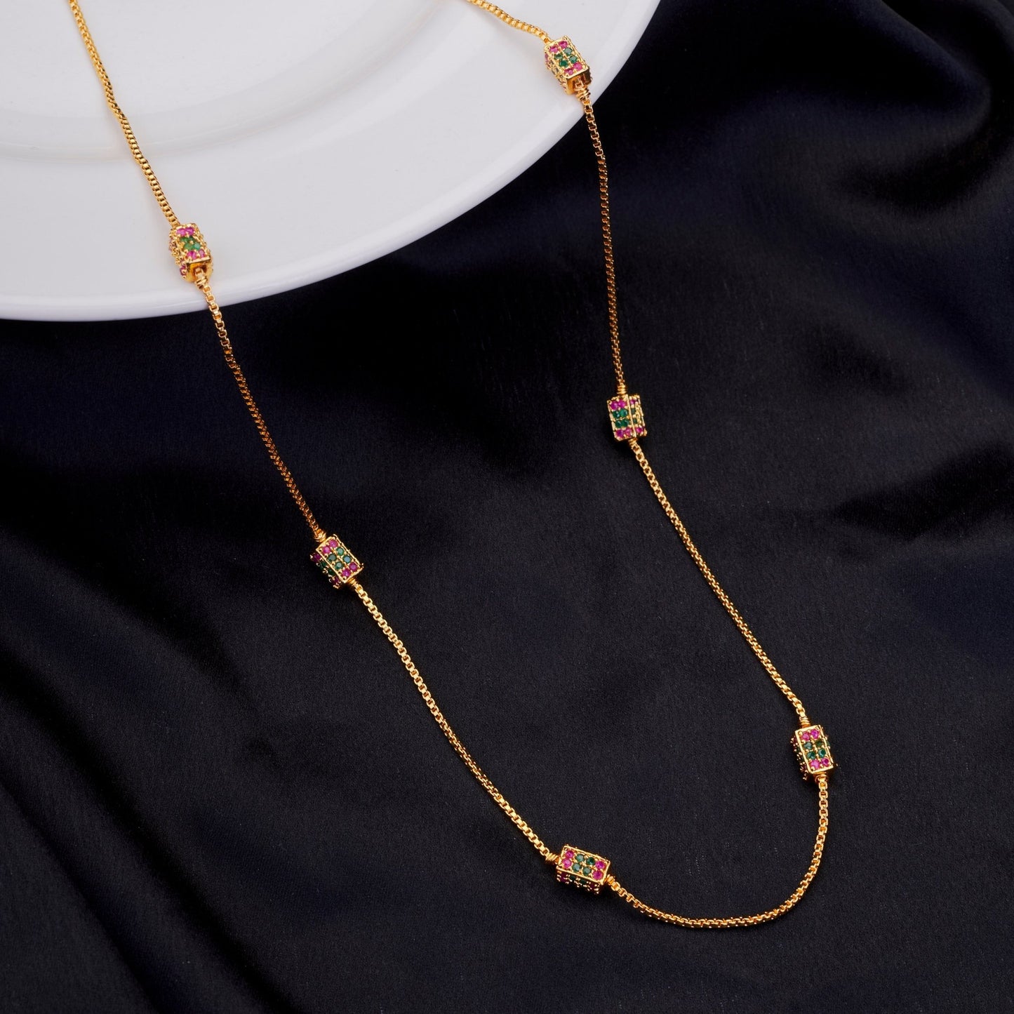 Opal Touch - Rectangle Gold Plated Ball Chain - Chain