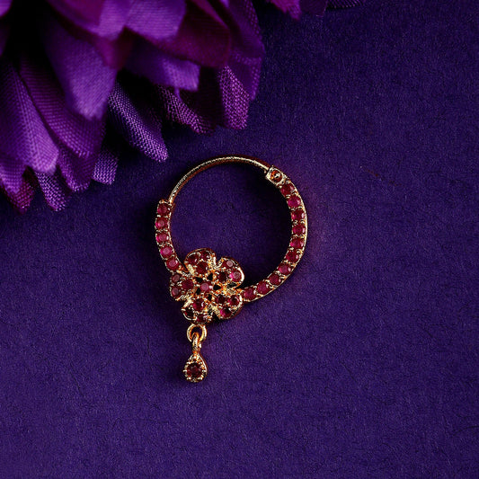Opal Touch - Red CZ Nose Pin - Nose pin