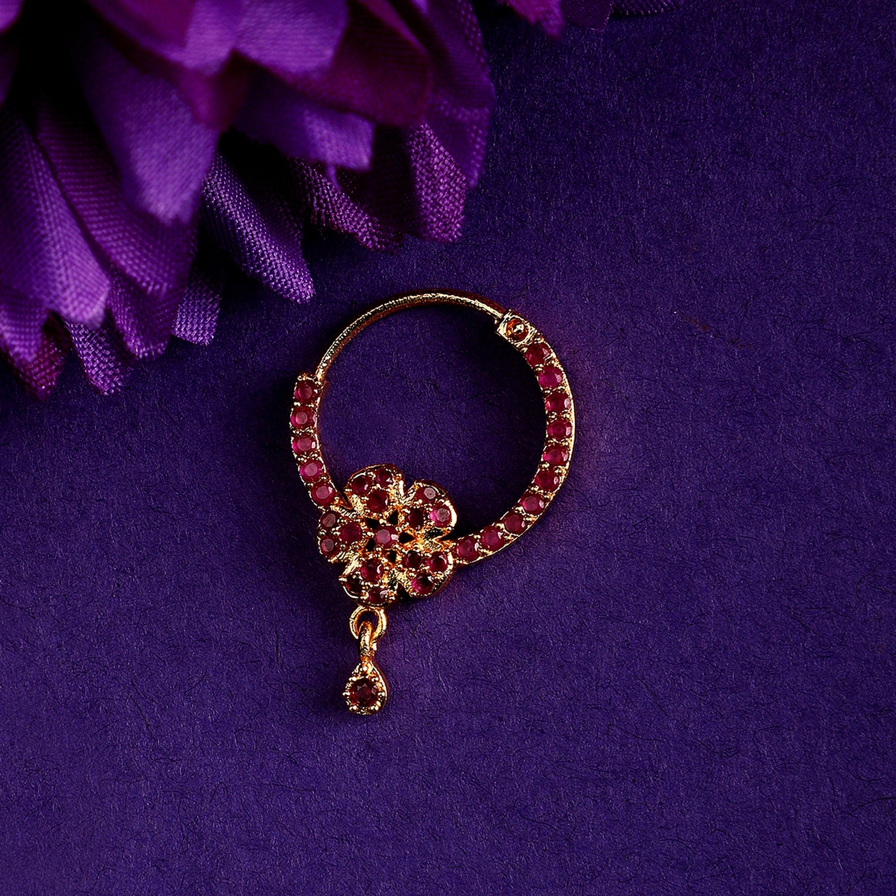 Opal Touch - Red CZ Nose Pin - Nose pin