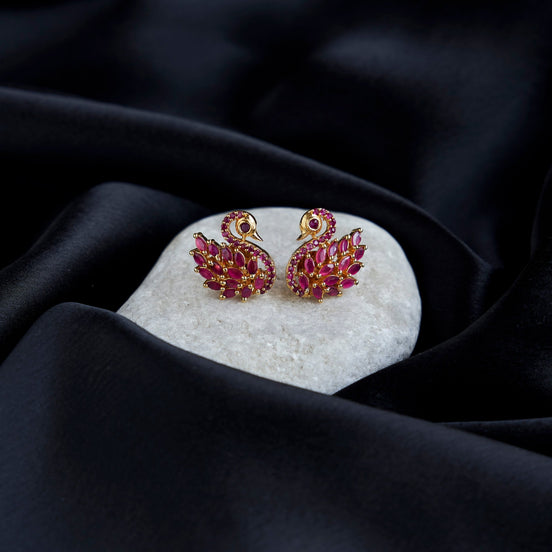 Studs - Red Gold Plated Cultural AD Studs - Opal Touch