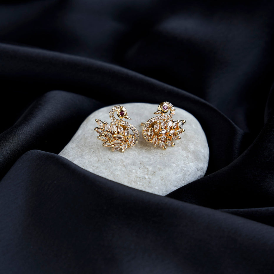 Studs - Red Gold Plated Cultural AD Studs - Opal Touch