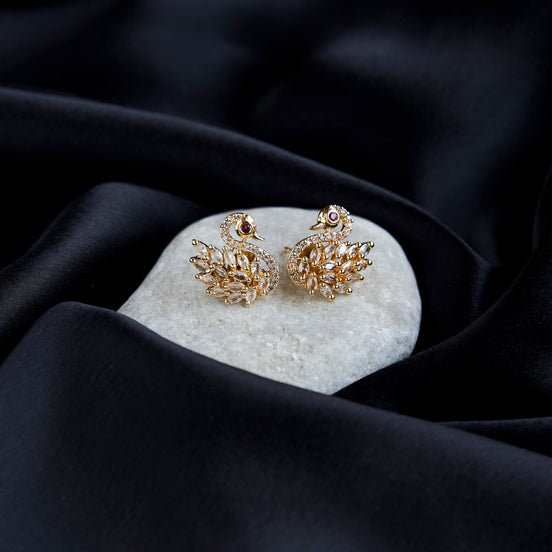 Studs - Red Gold Plated Cultural AD Studs - Opal Touch