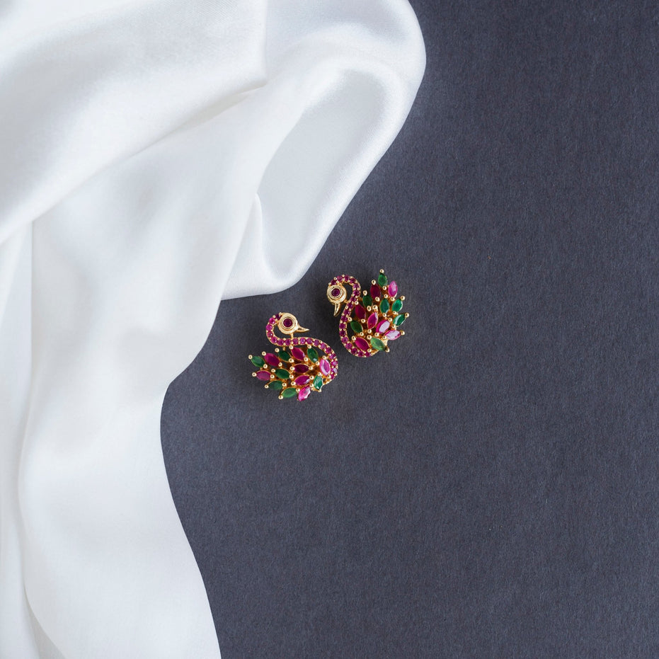 Studs - Red Gold Plated Cultural AD Studs - Opal Touch