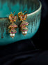 Jhumka - Red - Green Butterfly Gold Plated Jhumka - Opal Touch