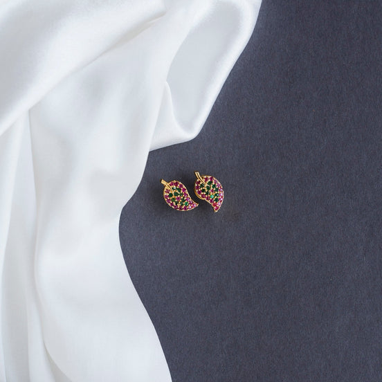 Studs - Red Green Feafy Studs - Opal Touch